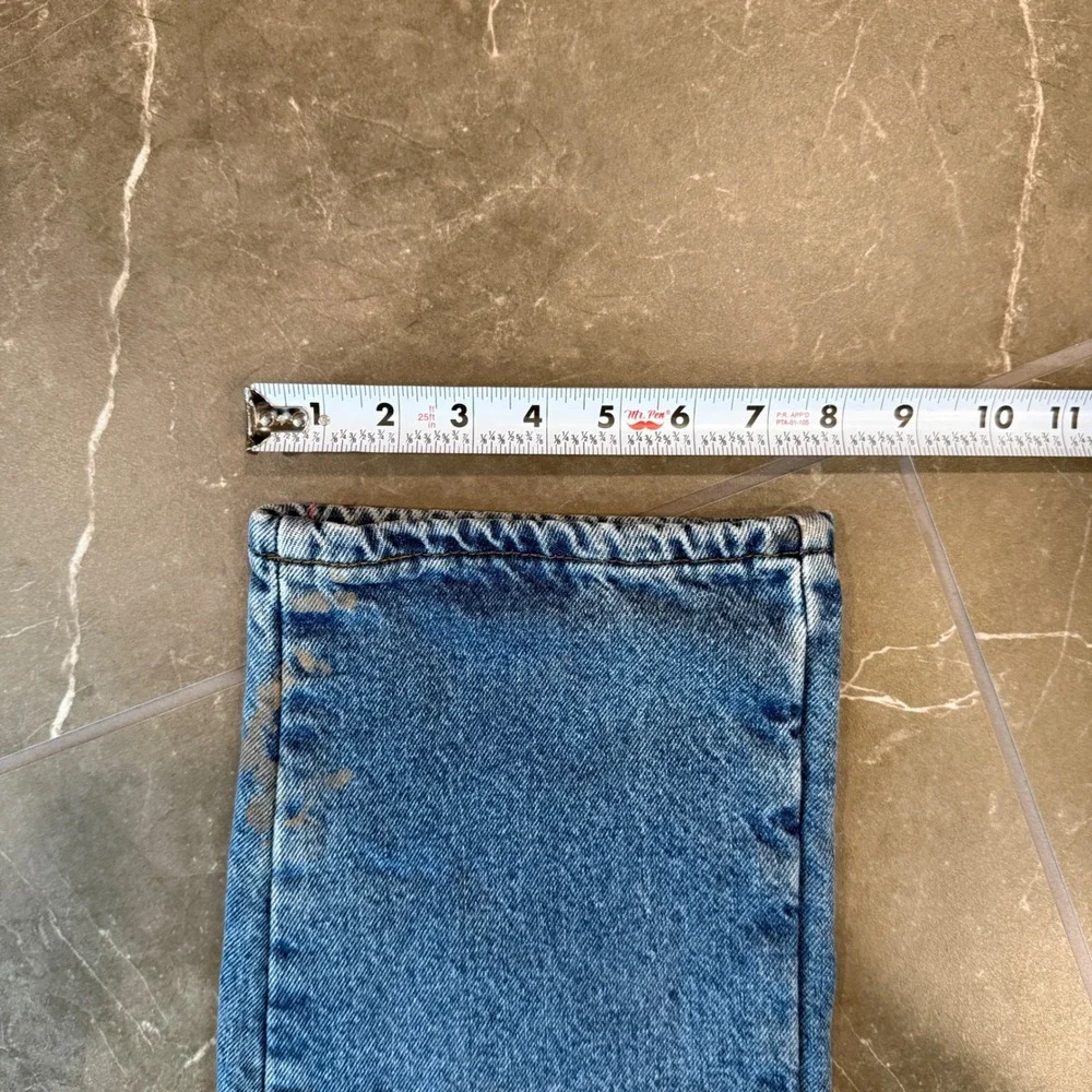 L.L.Bean Vintage Flannel Lined Jeans Blue‎ Plaid Straight Leg Denim 36 x 32